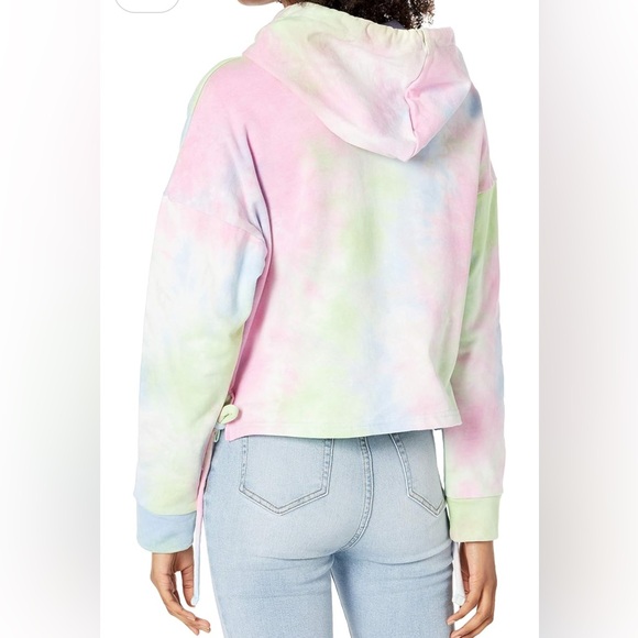 Blank NYC Cropped Tie Dye Pastel Hooded Drawstring Sweatshirt Size XS - Picture 2 of 8